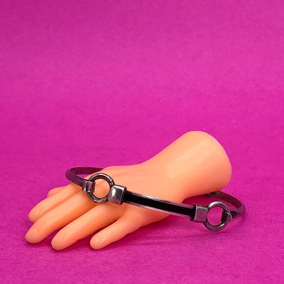 Vintage cuff bracelet black enamel clasp 925 - 00G01K - Picture 1 of 4